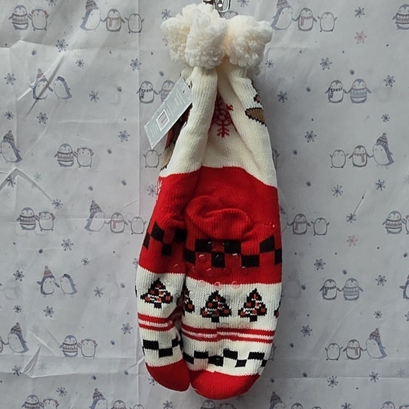 Festive Reindeer Red and White Women's Socks - Picture 5 of 5